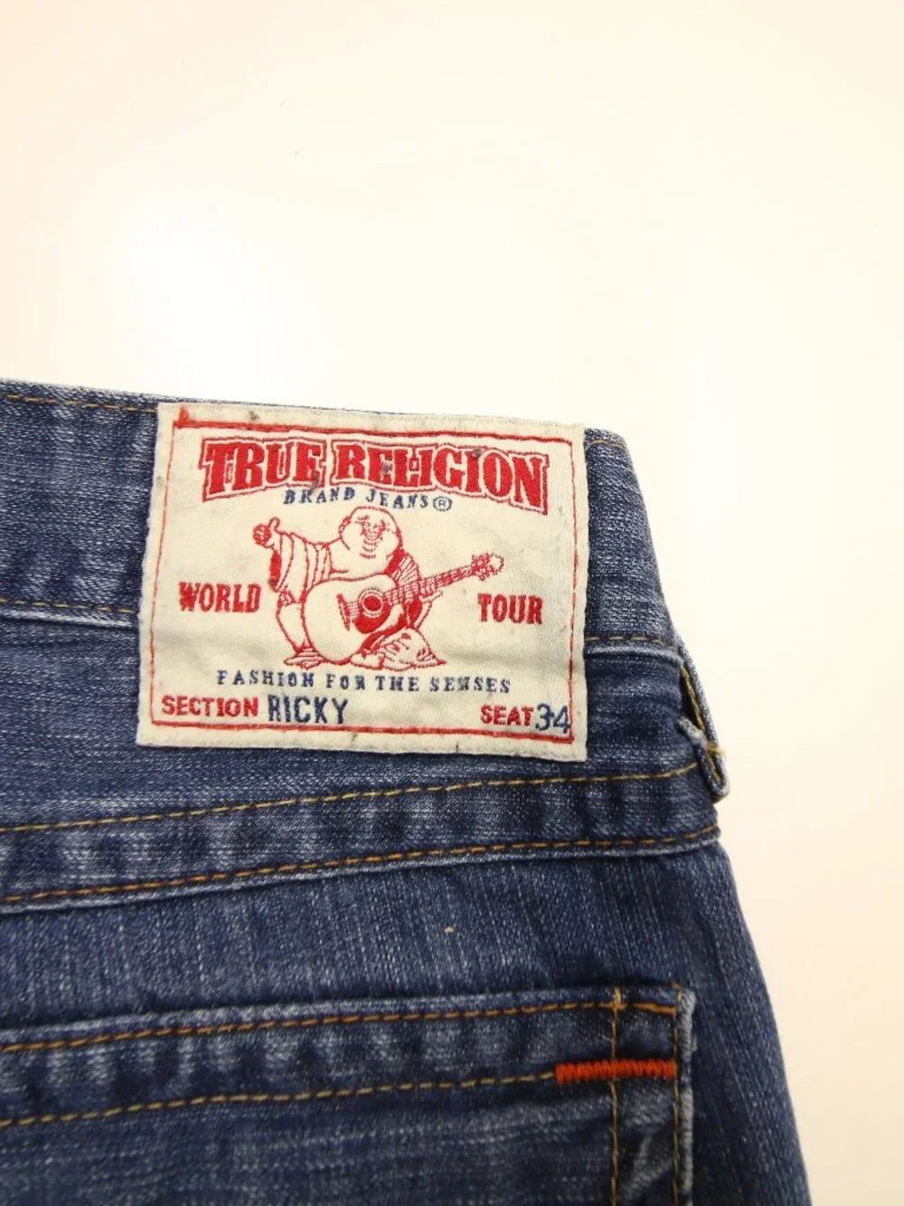 True Religion Ricky Flap Pocket Mens Blue Jeans 33 Made in USA
